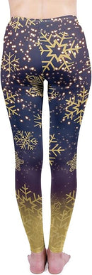 Regular Leggings (8-14 UK Size) - Golden Snowflake