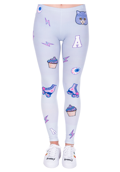 Regular Leggings (8-12 UK Size) - PINK AND PURPLE PATCHES - Kukubird-UK