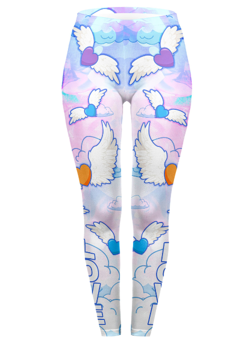 Regular Leggings (8-12 UK Size) - Flying Hearts - Kukubird-UK