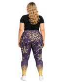 Curve Leggings (14-18 UK Size) - Golden Snowflake - Kukubird-UK