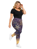 Curve Leggings (14-18 UK Size) - Golden Snowflake - Kukubird-UK