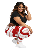 Curve Leggings (14-18 UK Size) - Sweet Candy Cane - Kukubird-UK