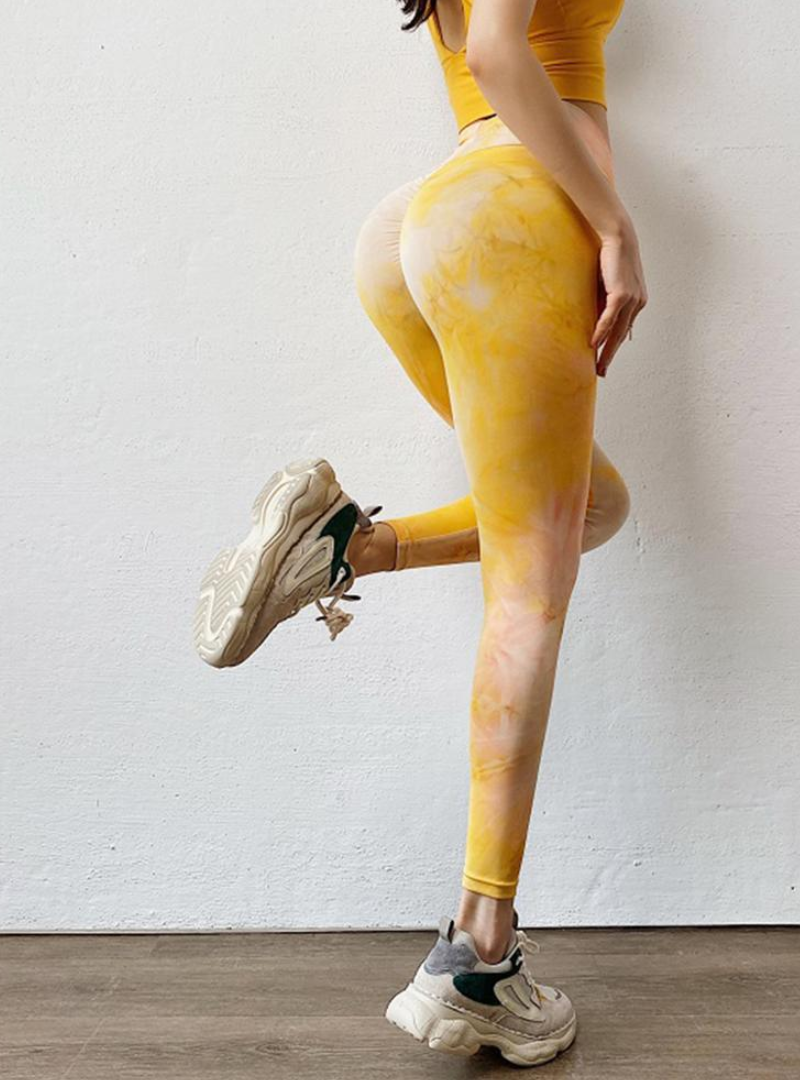 kukubird Fitness Legging - Tie Dye Yellow
