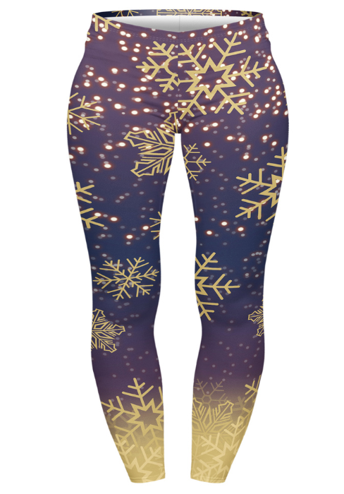 Curve Leggings (14-18 UK Size) - Golden Snowflakers