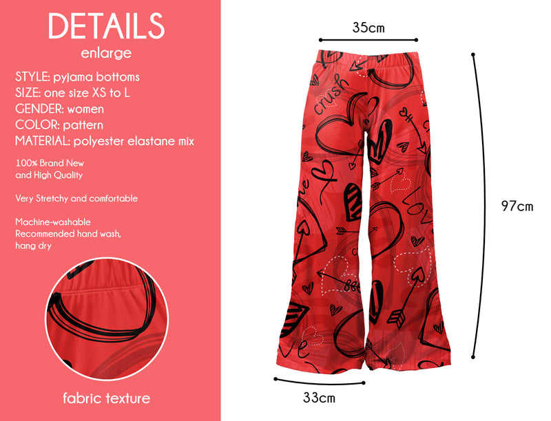 Loungewear Red Heart Doodles (UK Size 8-14) - Kukubird-UK