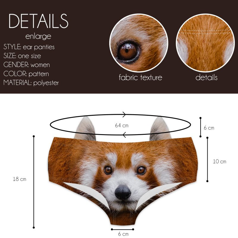 Ear Pantie - Red Panda (6-10 UK Size) - Kukubird_UK