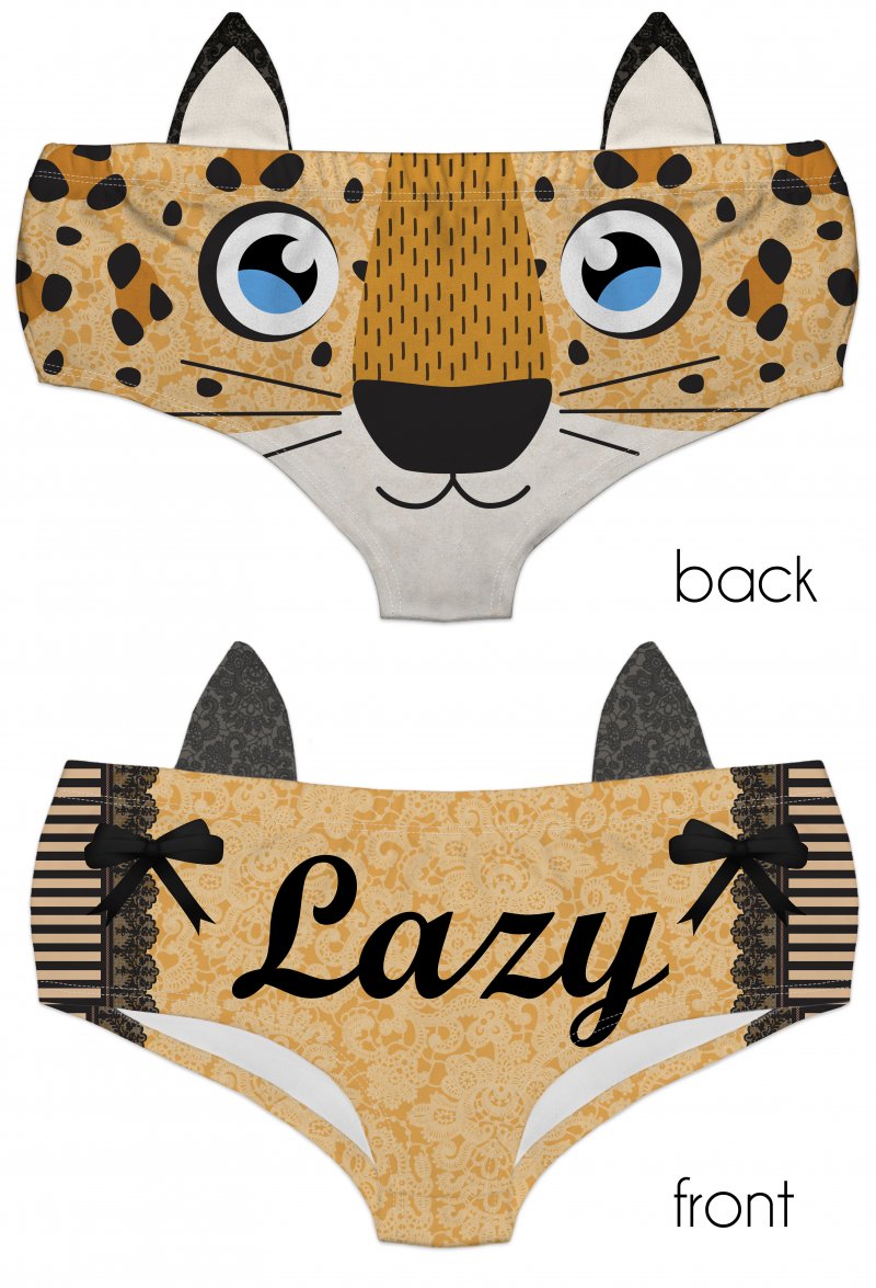 Ear Pantie - Lazy Leopard (6-10 UK Size) - Kukubird_UK