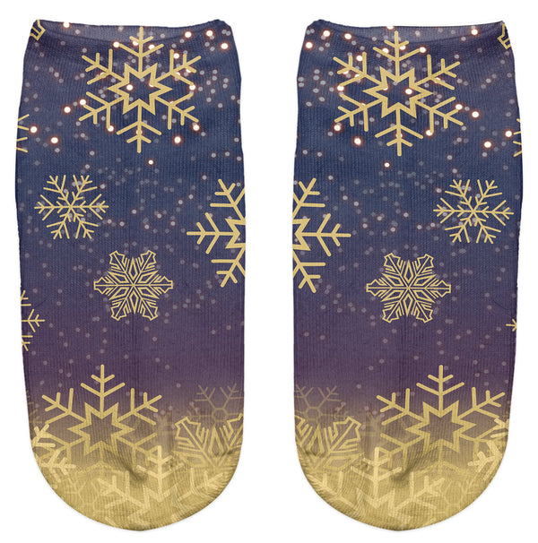 Ankle Socks - Golden Snowflakes