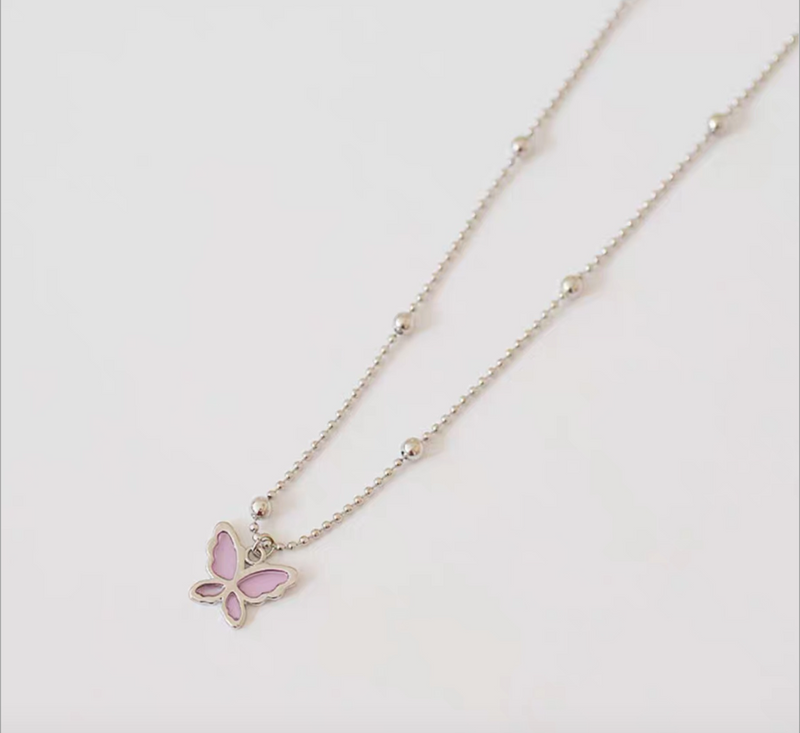 Necklace - Pink Butterfly