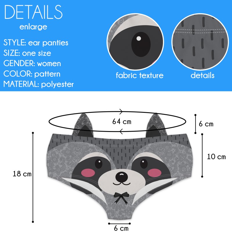 Ear Pantie - Cutie Raccoon (6-10 UK Size) - Kukubird_UK